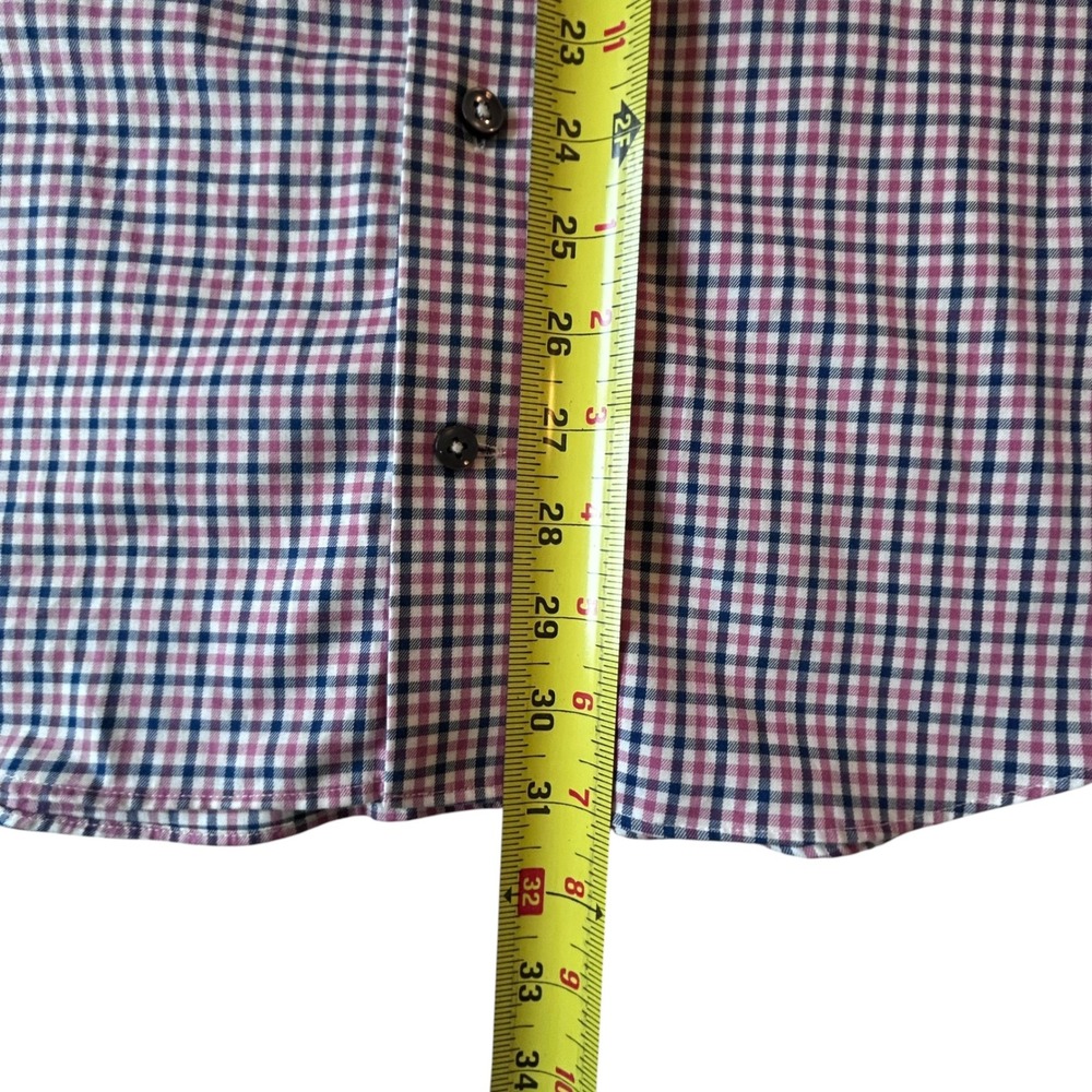 Lorenzo Uomo Mens Trim Fit Dress Shirt 16.5 34/35 Red Navy Check Long Sleeve EUC - Picture 6 of 8